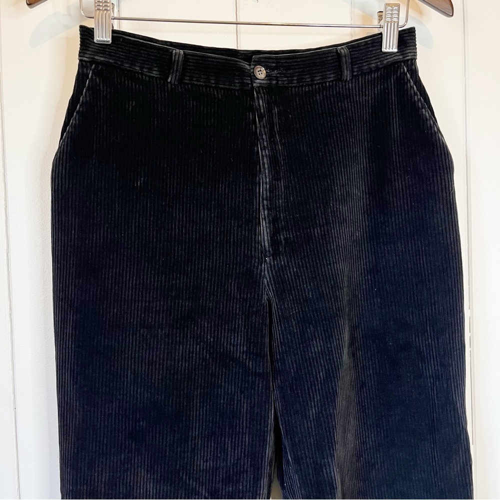Vintage St. Michael Black Highwaisted Corduroy Pants. Size UK 14.